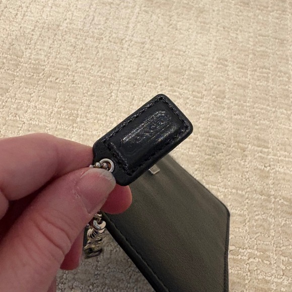 Coach Black Leather Wristlet with Silver Chain - Picture 3 of 6